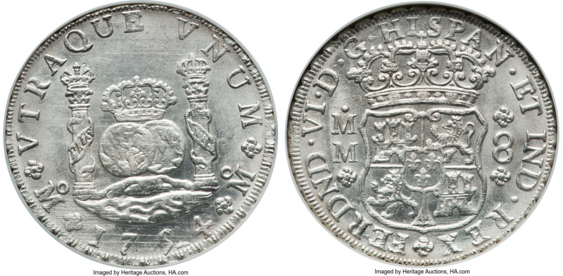 Ferdinand VI 8 Reales 1754 Mo-MM MS62 NGC, Mexico City mint, KM104.2, Cal-487. I...