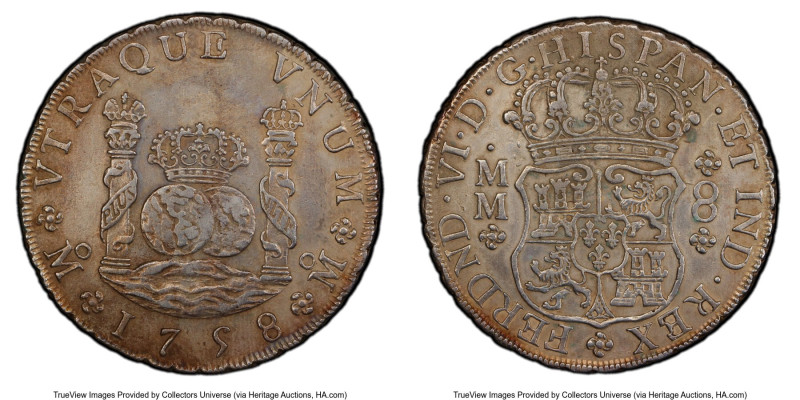 Ferdinand VI 8 Reales 1758 Mo-MM XF Details (Repaired) PCGS, Mexico City mint, K...