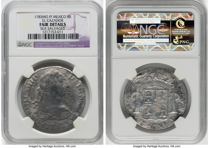 Charles III "El Cazador" 8 Reales 1783 Mo-FF Fair Details (Sea Salvaged) NGC, Me...