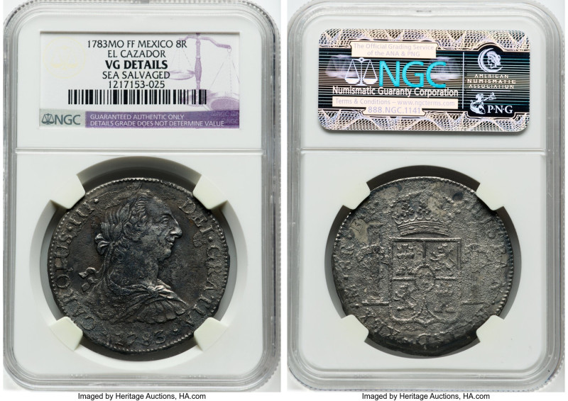 Charles III Pair of Certified "El Cazador " 8 Reales 1783 Mo-FF NGC, 1) Very Goo...