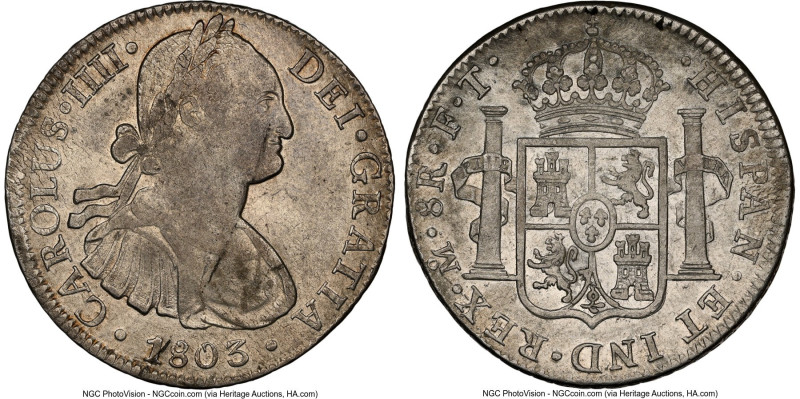 ​​Charles IV 8 Reales 1803 Mo-FT XF Details (Cleaned) NGC, Mexico City mint, KM1...