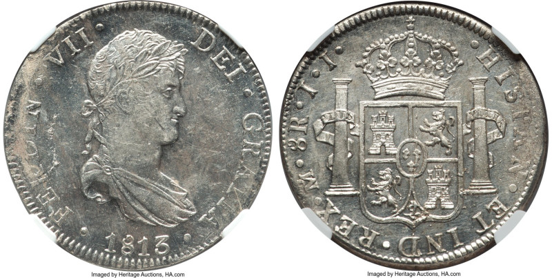 Ferdinand VII 8 Reales 1813 Mo-JJ MS62 NGC, Mexico City mint, KM111, Elizondo-14...