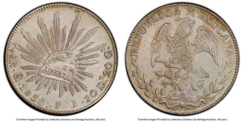 Republic 8 Reales 1836 Go-PJ AU Details (Harshly Cleaned) PCGS, Guanajuato mint,...