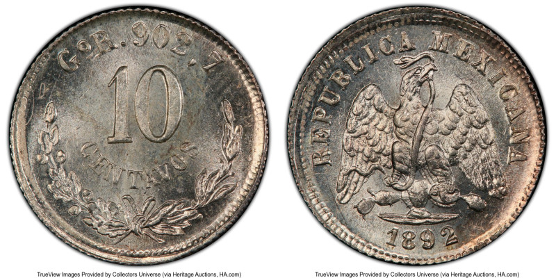 Republic 10 Centavos 1892 Go-R MS65 PCGS, Guanajuato mint, KM403.5. HID098012420...