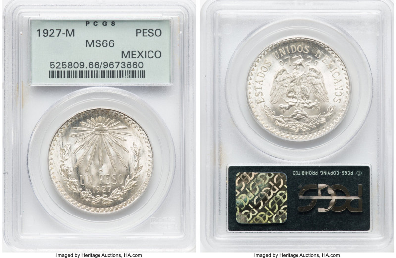 Estados Unidos Peso 1927-M MS66 PCGS, Mexico City mint, KM455. The presentation ...