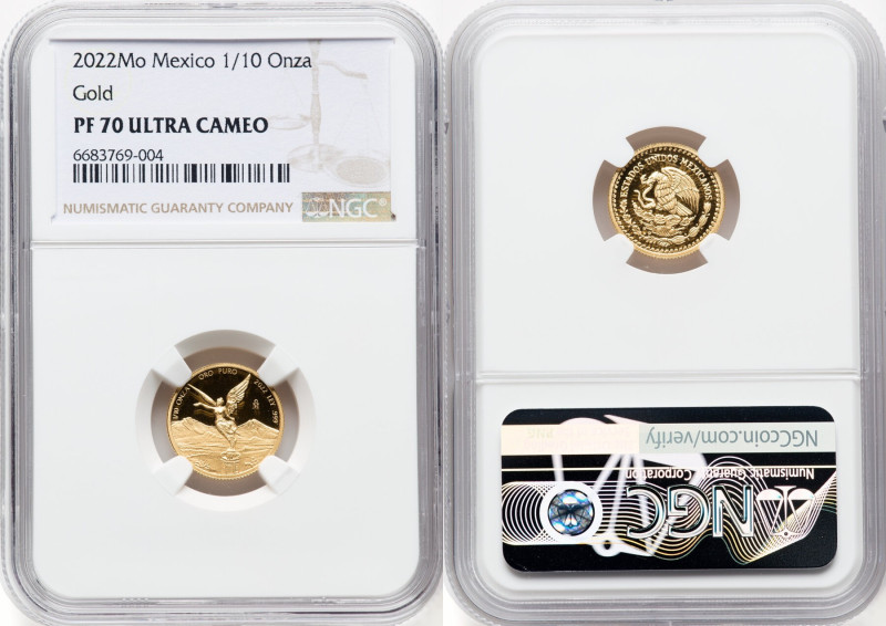 Estados Unidos gold Proof "Libertad" 1/10 Onza 2022-Mo PR70 Ultra Cameo NGC, Mex...