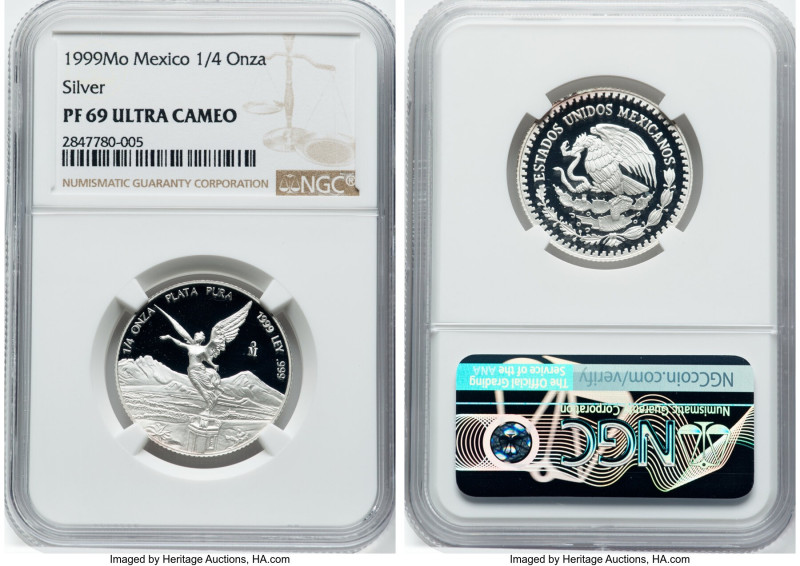 Estados Unidos silver Proof "Libertad" 1/4 Onza 1999-Mo PR69 Ultra Cameo NGC, Me...