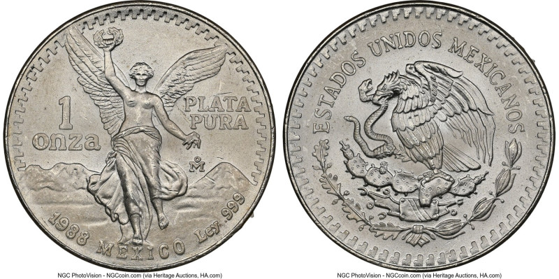 Estados Unidos Pair of Certified silver "Libertad" Onzas MS66 NGC, 1) 1988-Mo 2)...