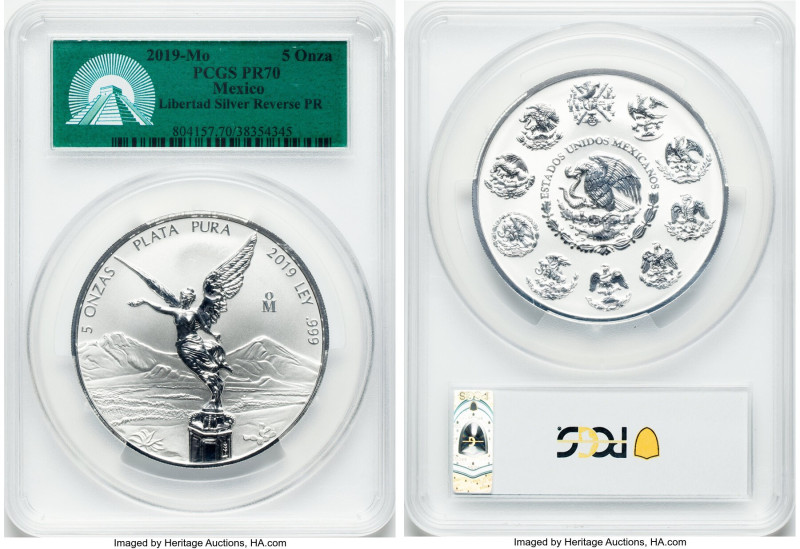 Estados Unidos silver Reverse Proof "Libertad" 5 Onzas 2019-Mo PR70 PCGS, Mexico...