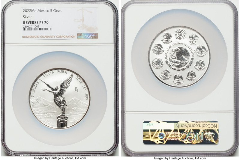 Estados Unidos silver Reverse Proof "Libertad" 5 Onzas 2022-Mo PR70 NGC, Mexico ...