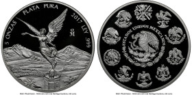 Estados Unidos 7-Piece Certified silver Proof "Libertad" Onza Set 2017-Mo Ultra Cameo NGC, 1) Proof 5 Onzas - PR68 Ultra Cameo 2) Proof 2 Onzas - PR68...