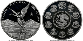 Estados Unidos Pair of Certified silver Proof "Libertad" Multiple Onzas 2021-Mo Ultra Cameo NGC, 1) Proof 5 Onza - PR67 Ultra Cameo 2) Proof 2 Onza - ...