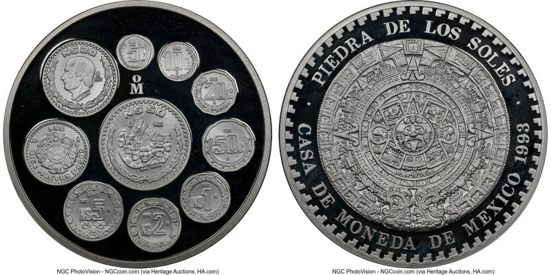 Estados Unidos silver Proof "New Peso - Aztec Calendar" 5 Onzas 1993-Mo PR68 Ult...