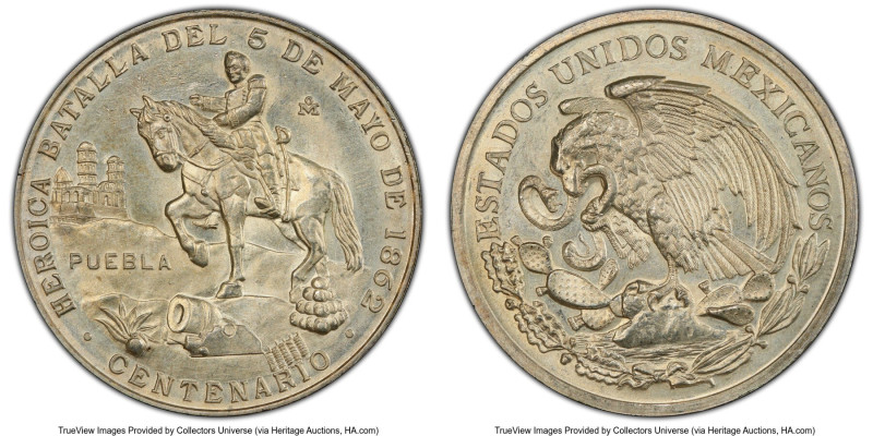 Estados Unidos silver "Battle of Puebla - Cinco de Mayo" Medal 1962-Dated Mo MS6...
