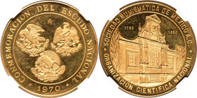 Estados Unidos gold "National Eagles" Medal 1970-Mo MS65 Deep Prooflike NGC, Mexico City mint, Grove-1096. 41.40gm. CONMEMORACION DEL ESCUDO NACIONAL ...