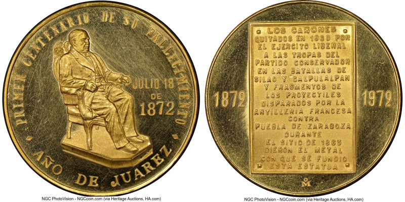 Estados Unidos gold "Benito Juarez 100th Anniversary of Death" Medal 1972-Mo MS6...