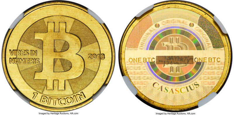 Casascius brass Loaded (Unredeemed) 1 Bitcoin (BTC) 2013 MS67 NGC, Ahonen-pg 94....