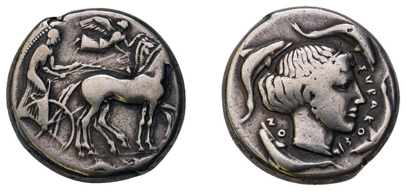 Griechen. Syrakus. 2. Republik, Tetradrachme, 17,22 g. ca. 450-440 v. Chr. Vs.: ...