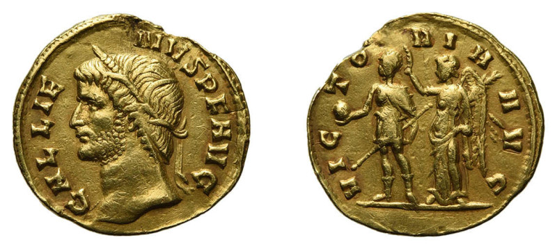 Römische Kaiserzeit. Gallienus, 253 – 268, Aureus, Vs.: GALLIENVS P F AVG, Kopf ...