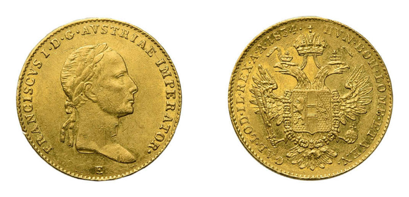 Österreich / Römisch Deutsches Reich. Franz I. 1806-1835, Dukat 1834 E, Karlsbur...