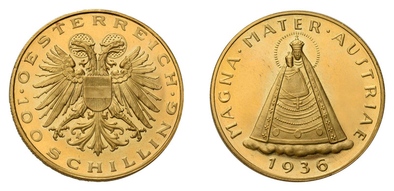 Österreich / Römisch Deutsches Reich. 100 Schilling 1936, Wien. Madonna von Mari...