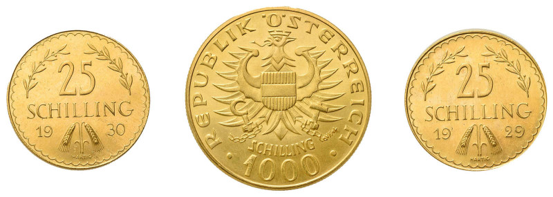 Österreich / Römisch Deutsches Reich. 3 Goldmünzen Österreich. Dabei 2 x 25 Schi...