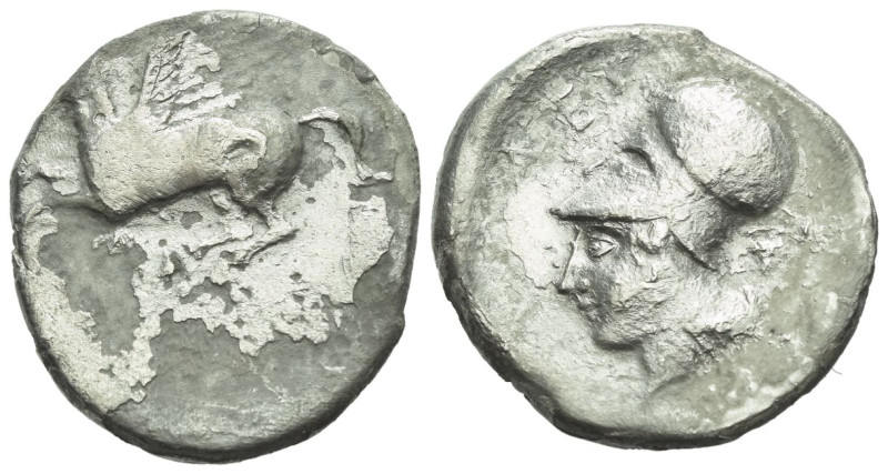 Corinthia, Corinth Stater circa 350, AR 23.00 mm., 6.91 g.

About VF