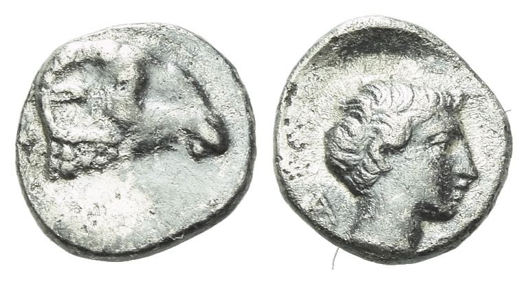 Troas, Kebren Obol circa 387-310, AR 9.00 mm., 0.48 g.

VF