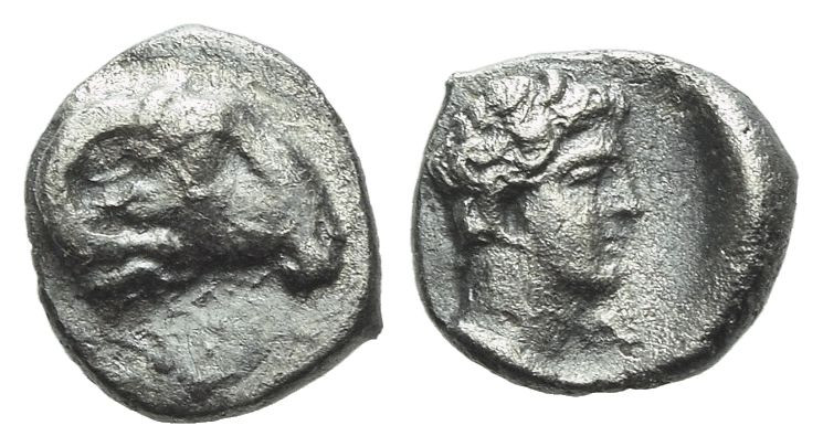 Troas, Kebren Obol circa 387-310, AR 7.00 mm., 0.45 g.

VF