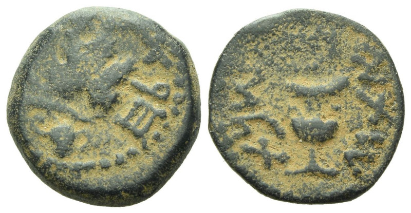 Judaea, The Jewish War, 66-70 Jerusalem Prutah 67-68, Æ 15.00 mm., 2.52 g.

Go...