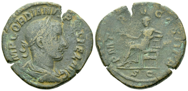 Gordian III, 238-244 Sestertius Rome circa 238-244, Æ 32.00 mm., 16.69 g.

Dou...