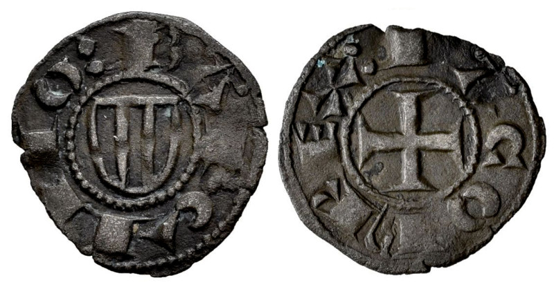 The Crown of Aragon. Jaime I (1213-1276). Obol. Barcelona. (Cru C.G-2119). (Cru ...