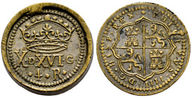 Coin Weights. Weight for 4 reales. (Mateu and Llopis-38). Anv.: X·D·XVI·G· / ◆4◆R◆. Under royal crown. Rev.: ◆·PHILIPVS·IIII·D:G·HISP·REX·. Ae. 13,64 ...