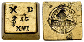 Coin Weights. Weight for 4 reales. Palma de Mallorca. Anv.: Countermarks IG crowned; D surpassed from fleur-de-lis and X, XVI and D. Rev.: Countermark...
