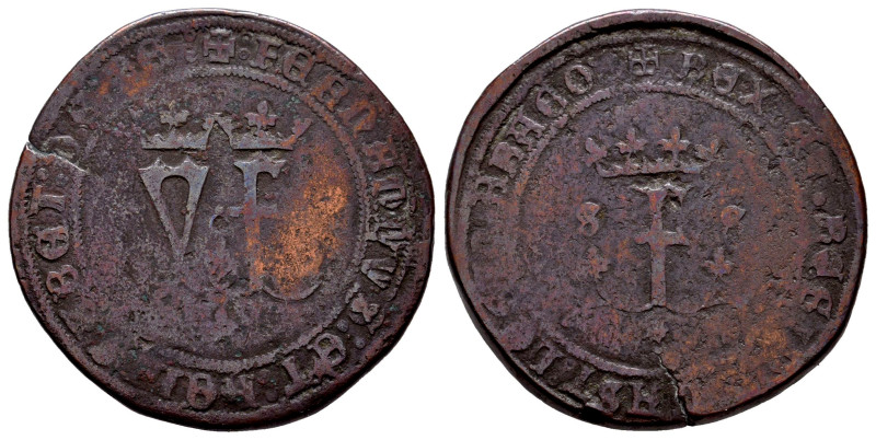 Catholic Kings (1474-1504). 4 maravedis. Sevilla. Struck for Santo Domingo. (Cal...