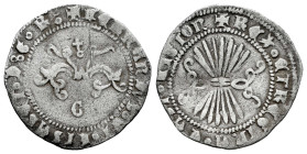 Catholic Kings (1474-1504). 1/2 real. Granada. (Cal-218). Anv.: + FERNANDVS : ET ◦ EISABET ◦ D : G ◦ R : . Rev.: + REX ◦ ET ◦ REGINA ◦ CAST ◦ LEGION. ...