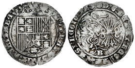 Catholic Kings (1474-1504). 1 real. Burgos. (Cal-301). Ag. 3,35 g. Two cracks. VF/Choice VF. Est...80,00. 

Spanish Description: Fernando e Isabel (...