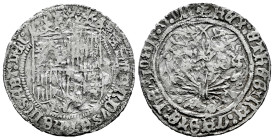 Catholic Kings (1474-1504). 1 real. Coruña. A. (Cal-329). Ag. 3,24 g. Scrachtes on edge. Choice F. Est...250,00. 

Spanish Description: Fernando e I...