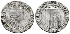 Catholic Kings (1474-1504). 1 real. Segovia. (Cal-376). Ag. 2,95 g. Before the Pragmatica. Traces of welding on edge. Wavy flan. Scarce. Almost VF. Es...