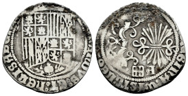 Catholic Kings (1474-1504). 1 real. Segovia. A. (Cal-393). Ag. 2,41 g. Aqueduct and Gothic A. Light rust on reverse. Clipped. Scarce. Choice F. Est......