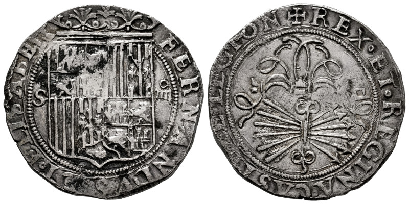 Catholic Kings (1474-1504). 4 reales. Sevilla. (Cal-564). Ag. 13,61 g. "Square d...