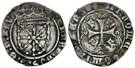 Ferdinand II (1479-1516). 1 real. Pamplona. (Cal-68). Ag. 3,18 g. F on 1st and 4th quarters. Scarce. Almost VF. Est...200,00. 

Spanish Description:...