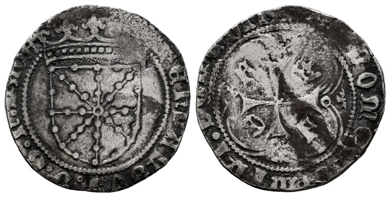 Ferdinand II (1479-1516). 1 real. Pamplona. (Cal-68). Ag. 2,50 g. F on 1st and 4...