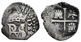 Philip II (1556-1598). 1/2 real. 1588. Sevilla. (Cal-153). (Jarabo-Sanahuja-A775). Ag. 1,55 g. "Square d" assayer. Almost VF. Est...75,00. 

Spanish...