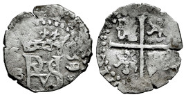 Philip II (1556-1598). 1/2 real. 1593. Sevilla. B. (Cal-159). Ag. 1,69 g. Scarce. VF. Est...80,00. 

Spanish Description: Felipe II (1556-1598). 1/2...