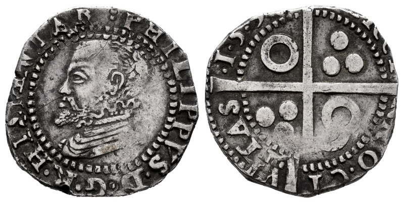 Philip II (1556-1598). Croat. 159.... Barcelona. (Cal-tipo 74). Ag. 3,17 g. Roun...