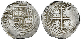 Philip II (1556-1598). 1 real. ND (1572-1589). Mexico. O. (Cal-224). Ag. 3,46 g. Shield between M - O. Almost VF. Est...100,00. 

Spanish Descriptio...