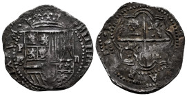 Philip II (1556-1598). 2 reales. ND (1578-1595). Potosi. B. (Cal-370). Ag. 6,69 g. Patina. VF. Est...180,00. 

Spanish Description: Felipe II (1556-...