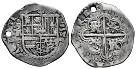 Philip II (1556-1598). 2 reales. 1588. Sevilla. (Cal-407). (Jarabo-Sanahuja-A683). Ag. 6,46 g. Puncture. II between S and d square to left of shield. ...