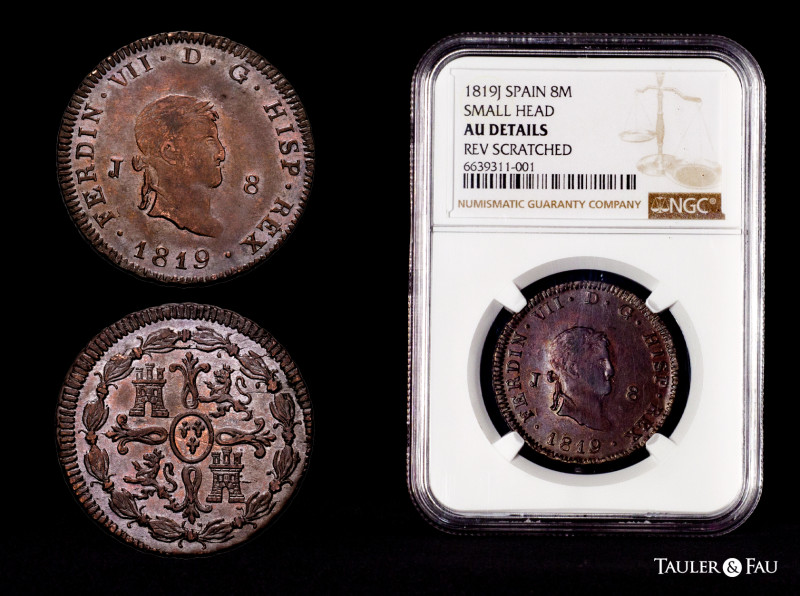 Ferdinand VII (1808-1833). 8 maravedis. 1819. Jubia. (Cal-199). Ae. 10,29 g. Bea...